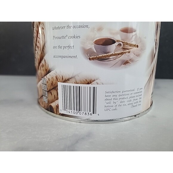 Pepperidge Farm Pirouette Cookies Empty Tin Large 28 oz 8x6-Inch Canister Shape - Picture 5 of 10